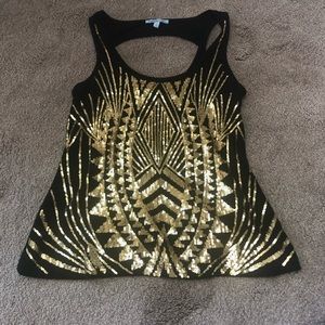 Charlotte Russe Gold & Black top, fun cut outs